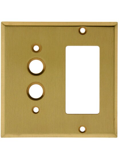 Classic Combo Push Button Switch / GFI Cover Plate In Pressed Brass or Steel